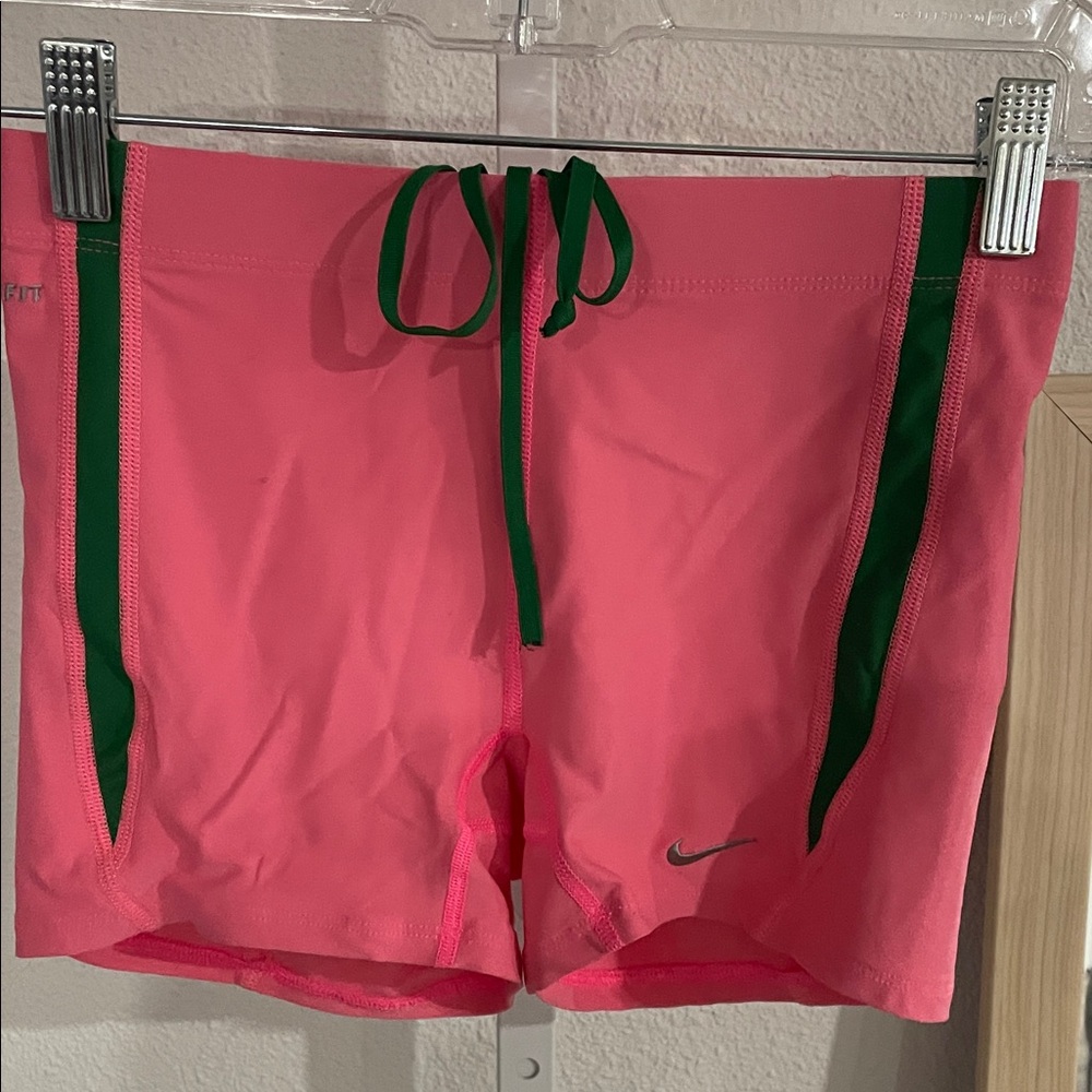 Nike Pink Swim Shorts with Green Accents